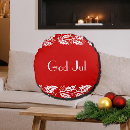 God jul witte heiligen in rood - rond kussen