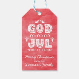 God Jul Zweeds Kerstmis Traditioneel Cadeaulabel