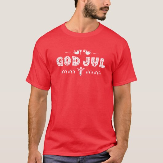 God jul Zweeds Ugly Kerstmis Scandinavian Script T-shirt (Voorkant)