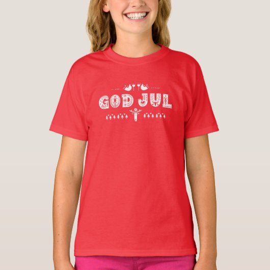God jul Zweeds Ugly Kerstmis Scandinavian Script T-shirt (Voorkant)