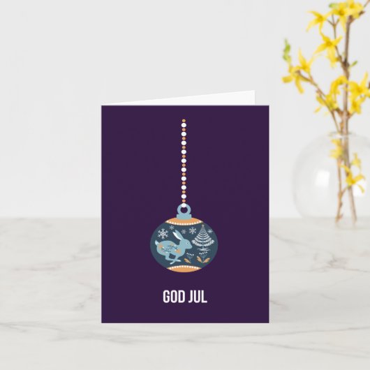 God jul, Zweedse kerst Kaart (Gele Bloem)