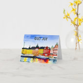 God jul, Zweedse kerst Kaart (Gele Bloem)