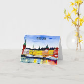 God jul, Zweedse kerst Kaart (Gele Bloem)