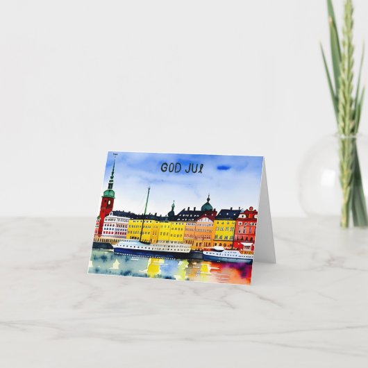 God jul, Zweedse kerst Kaart (Voorkant)