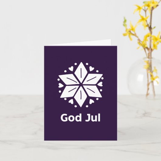 God jul, Zweedse kerst Kaart (Gele Bloem)