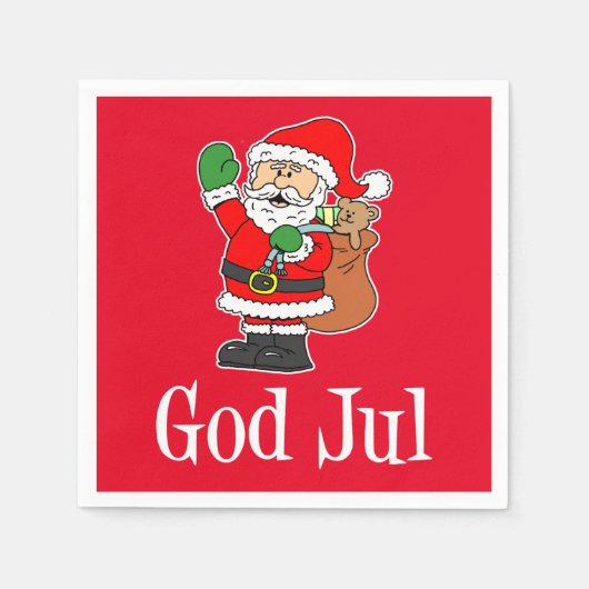 God Jul Zweedse Kerstman servetten (Voorkant)
