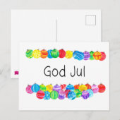 God jul Zweedse Kerstmis, waterverf Briefkaart (Voorkant / Achterkant)