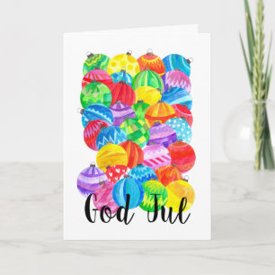 God jul Zweedse Kerstmis, waterverf Feestdagen Kaart