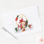 God jul Zweedse Rode familie Gnomes Vierkante Sticker (Envelop)