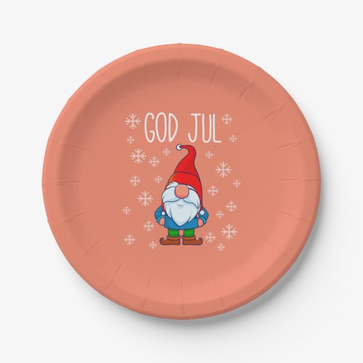God jul, Zweedse Tomte Gnome, Scandinavische Merry Papieren Bordje (Voorkant)