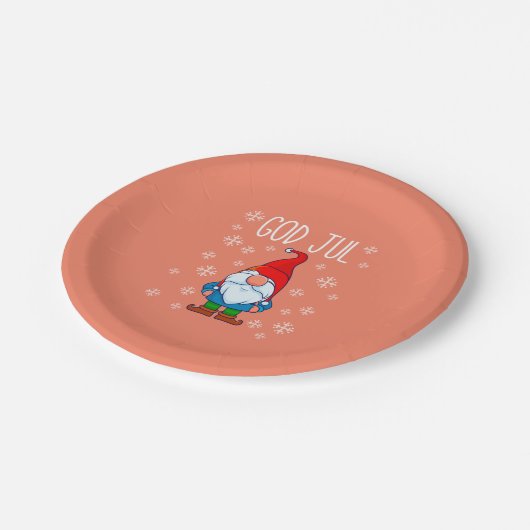 God jul, Zweedse Tomte Gnome, Scandinavische Merry Papieren Bordje (Gekanteld)