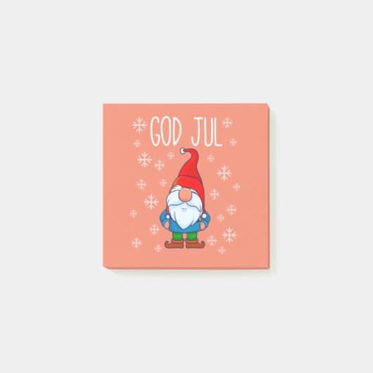 God jul, Zweedse Tomte Gnome, Scandinavische Merry Post-it® Notes (Voorkant)