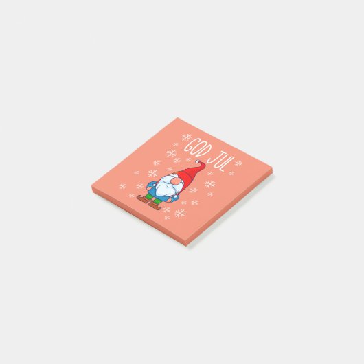 God jul, Zweedse Tomte Gnome, Scandinavische Merry Post-it® Notes (Schuin)
