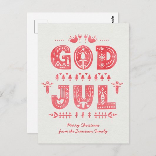God juul Swedish Kaart Scandi Style Script (Voorkant / Achterkant)