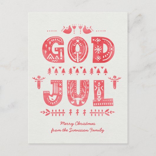 God juul Swedish Kaart Scandi Style Script (Voorkant)