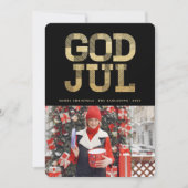 God juul Swedish Merry Kerststijllish Typografie Feestdagenkaart (Voorkant)