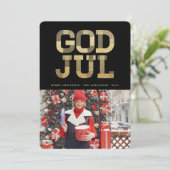 God juul Swedish Merry Kerststijllish Typografie Feestdagenkaart (Staand voorkant)