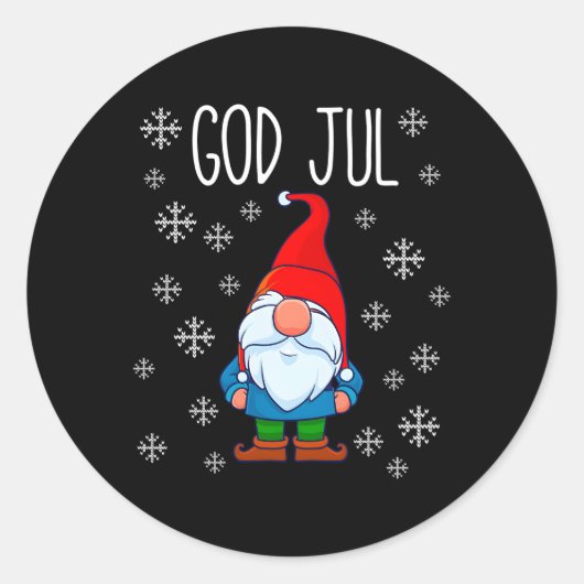 God juul Swedish Tomte Gnome Scandinavian Merry Ronde Sticker (Voorkant)