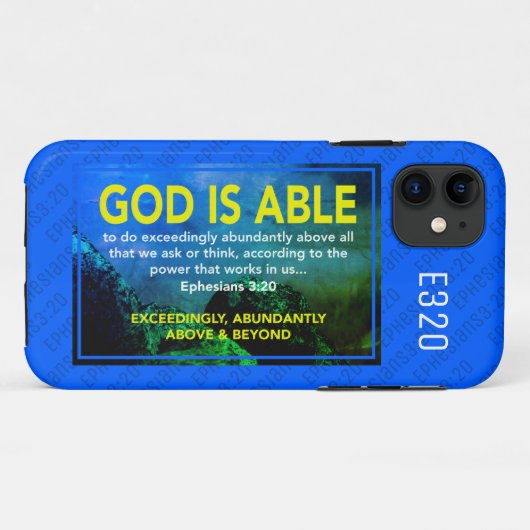 GOD KAN | Ephesianen 3:20 Christelijk blauw Case-Mate iPhone Case (Achterkant (horizontaal))