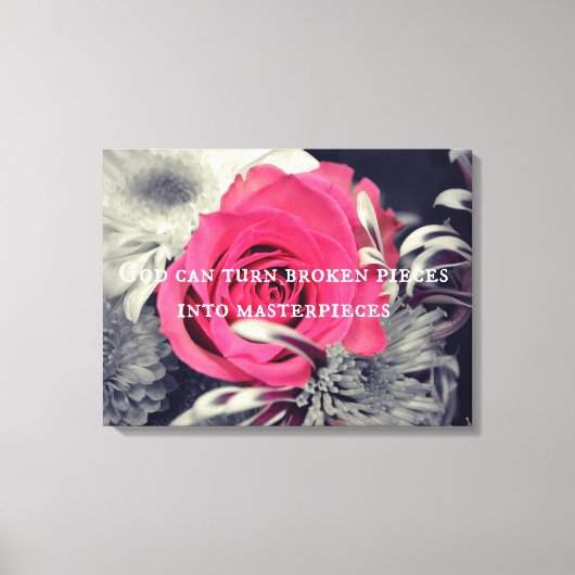 God kan gebroken stukken in sterstukken veranderen canvas afdruk (Voorkant)