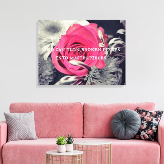 God kan gebroken stukken in sterstukken veranderen canvas afdruk (Insitu (Woonkamer))