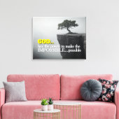 God kan het onmogelijke mogelijk maken -Cliffside Canvas Afdruk (Insitu (Woonkamer))