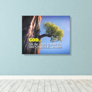 God kan het onmogelijke mogelijk maken -Cliffside  Canvas Afdruk