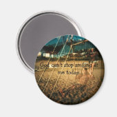 God kan niet stoppen met lachen... magneet (Voorkant / Achterkant)