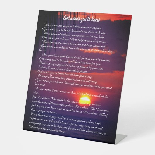 God kennen reclamebord met voetstuk (Voorkant)