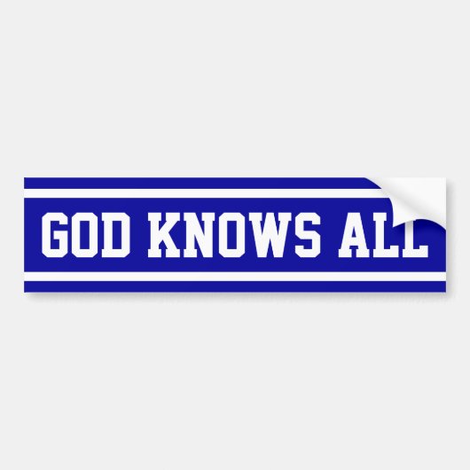 God kent alles bumpersticker (Voorkant)