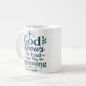 God Kent Het Einde Vanaf Het Begin Spiritueel  Koffiemok (Voorkant links)