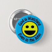 God kijkt naar de Klassieke Sticker Ronde Button 5,7 Cm (Voorkant /achterkant)