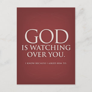 God kijkt over jou. Bourgogne briefkaart. Briefkaart
