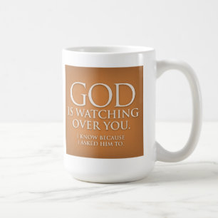 God kijkt over jou. Gold mok. Koffiemok