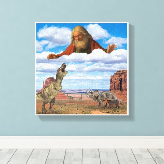 God Killing the Dinosaurs Canvas Wandkunst (Insitu (Houten vloer))