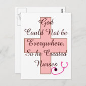 God kon niet overal rondlopen roze kruis briefkaart (Voorkant / Achterkant)