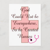 God kon niet overal rondlopen roze kruis briefkaart (Voorkant)