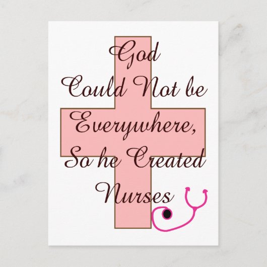 God kon niet overal rondlopen roze kruis briefkaart (Voorkant)
