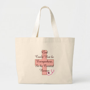 God kon niet overal rondlopen roze kruis grote tote bag