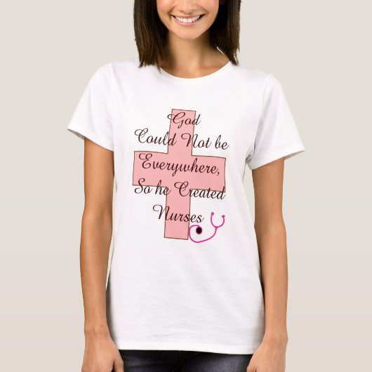 God kon niet overal rondlopen roze kruis t-shirt (Voorkant)