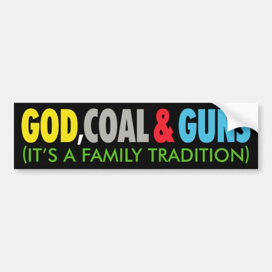 GOD, KOOL EN PISTOOL BUMPERSTICKER (Voorkant)