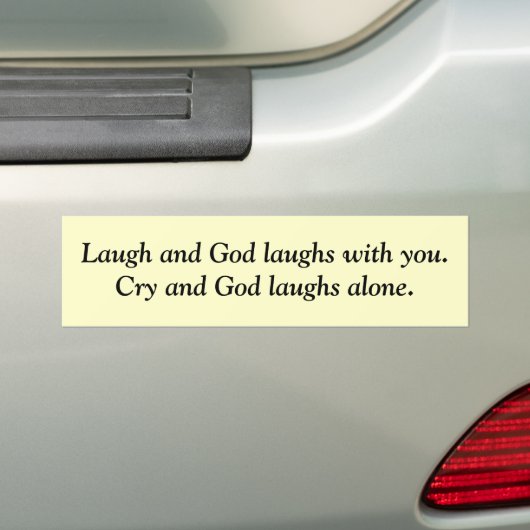 God lacht bumpersticker (Op auto)