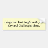 God lacht bumpersticker (Voorkant)