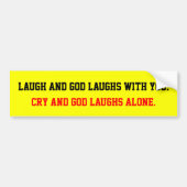 God lacht bumpersticker (Voorkant)
