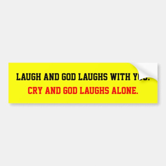 God lacht bumpersticker (Voorkant)