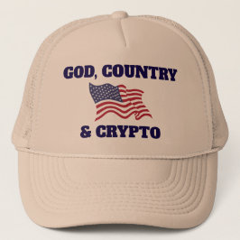God, Land & Crypto Hoed Trucker Pet