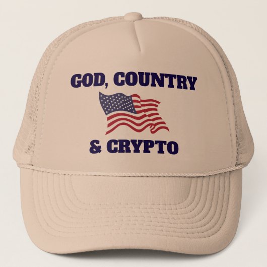 God, Land & Crypto Hoed Trucker Pet (Voorkant)