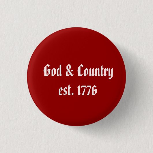 God & Land, est. 1776 Ronde Button 3,2 Cm (Voorkant)