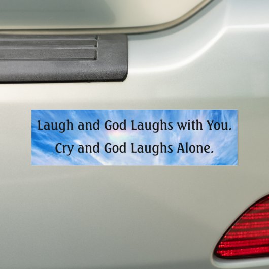 God Laughs Irreent Funny Bumpersticker (Op auto)