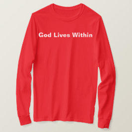 God leeft in de rode T-shirt lange hoes